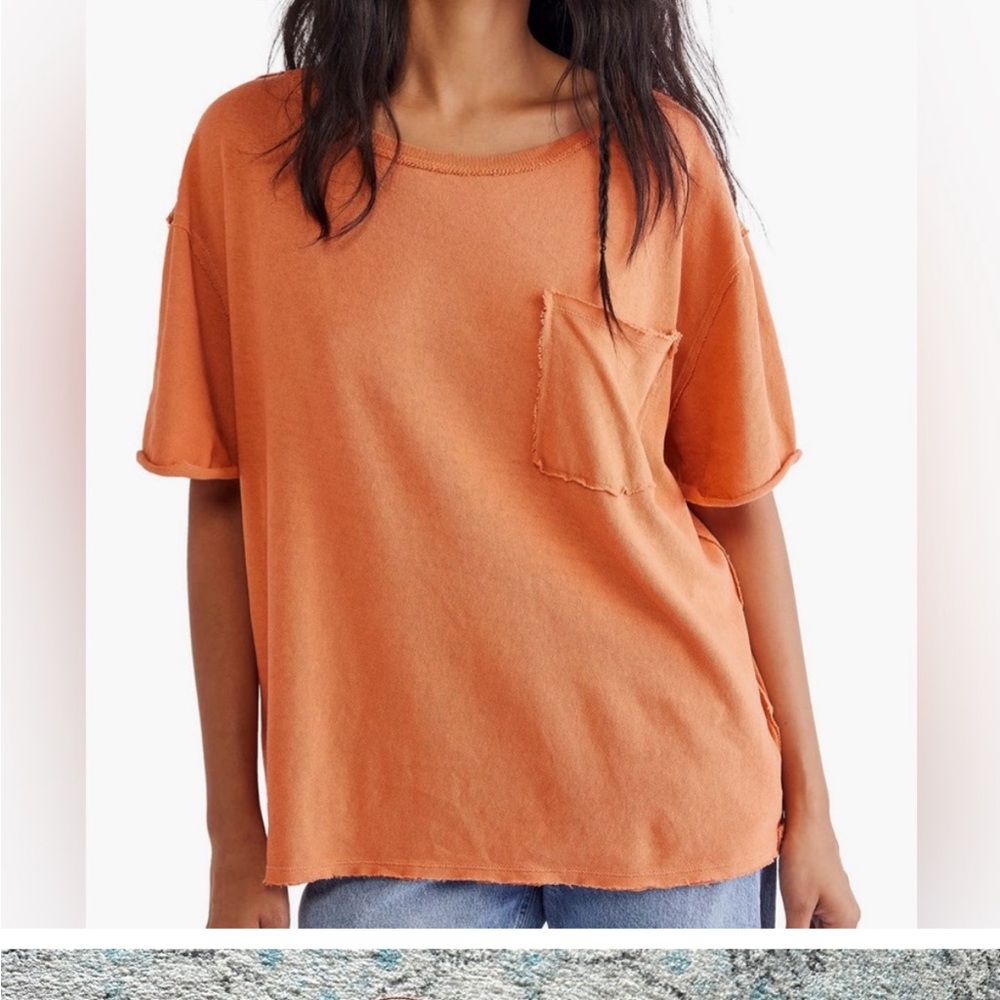 Free People Orange Short Sleeve Tee